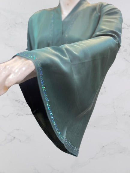 Emerald Bloom Front-Open Abaya