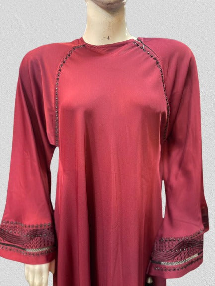 Classic Plain Abaya with Sleeve Trim
