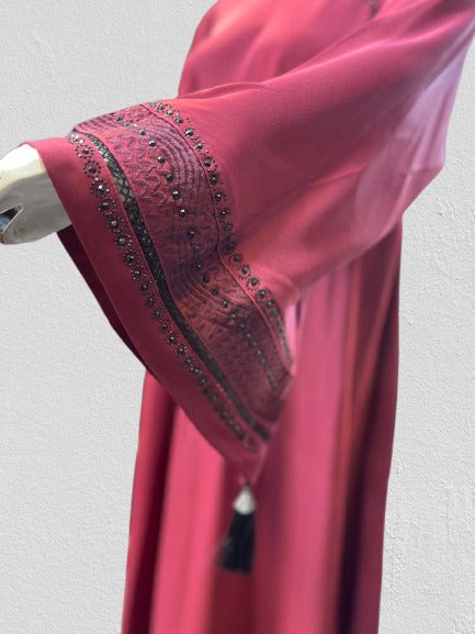 Classic Plain Abaya with Sleeve Trim