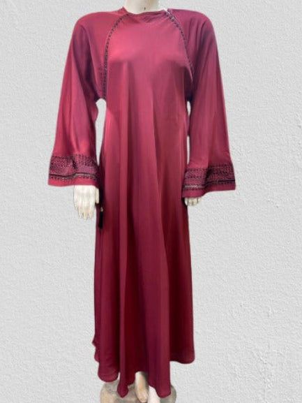 Classic Plain Abaya with Sleeve Trim