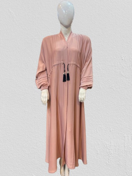 Rosewood Tassel Abaya. Soft Rose Tie Abaya