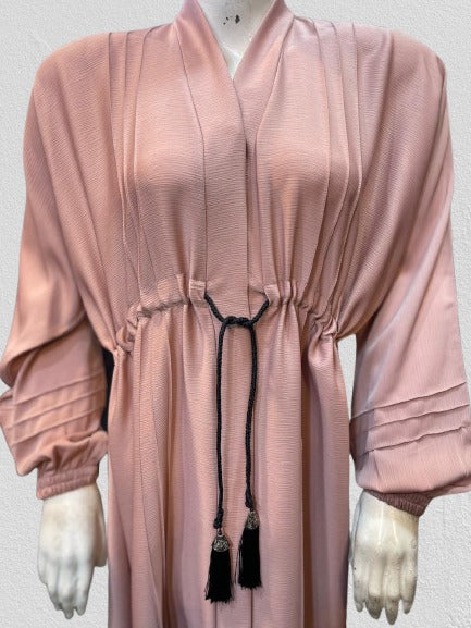 Rosewood Tassel Abaya. Soft Rose Tie Abaya