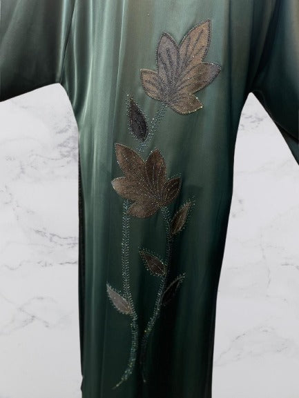 Emerald Bloom Front-Open Abaya