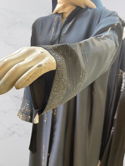 Midnight Ash Embroidered Abaya