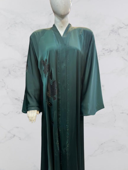 Emerald Bloom Front-Open Abaya